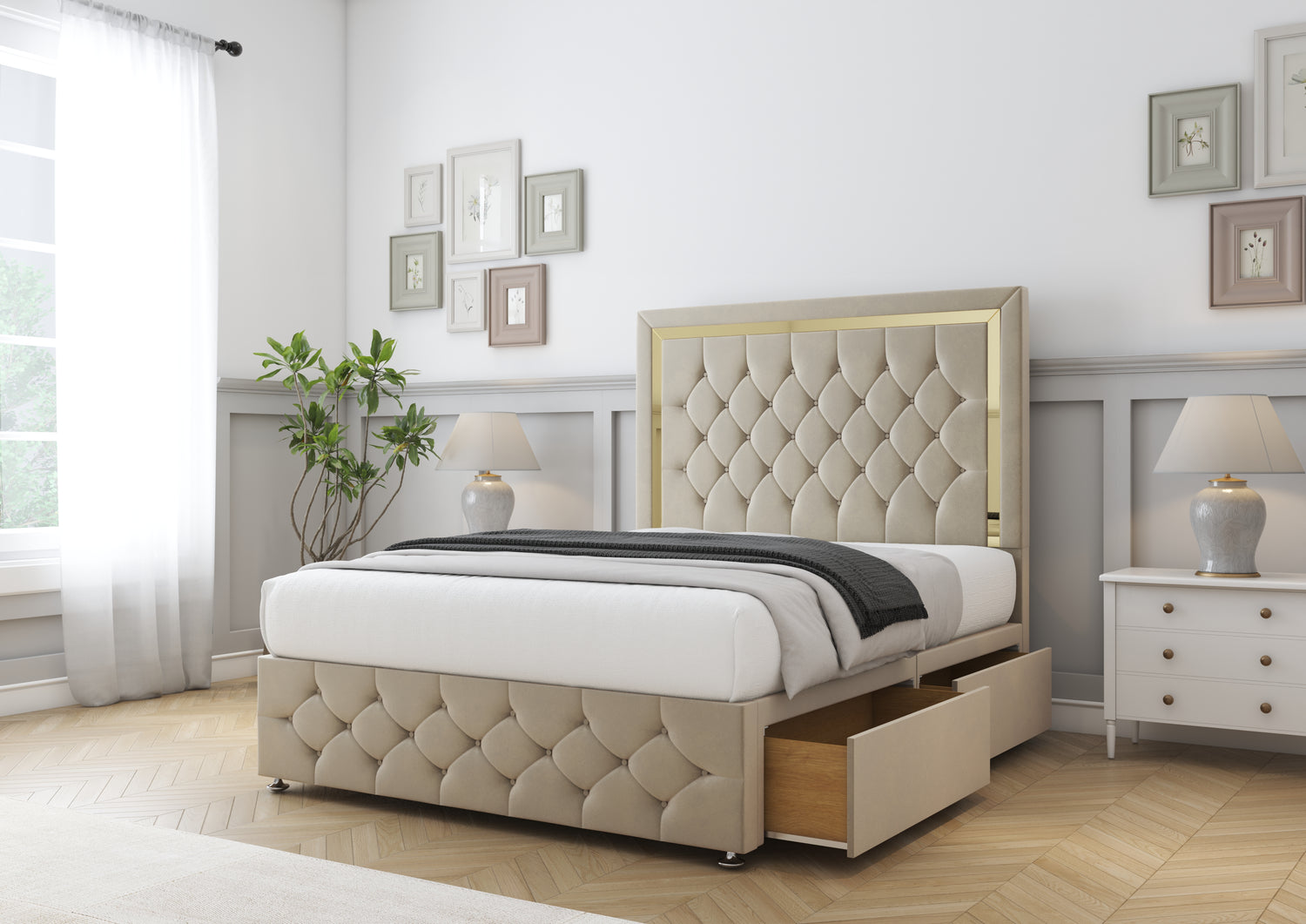 Sofia Gold Divan Bed